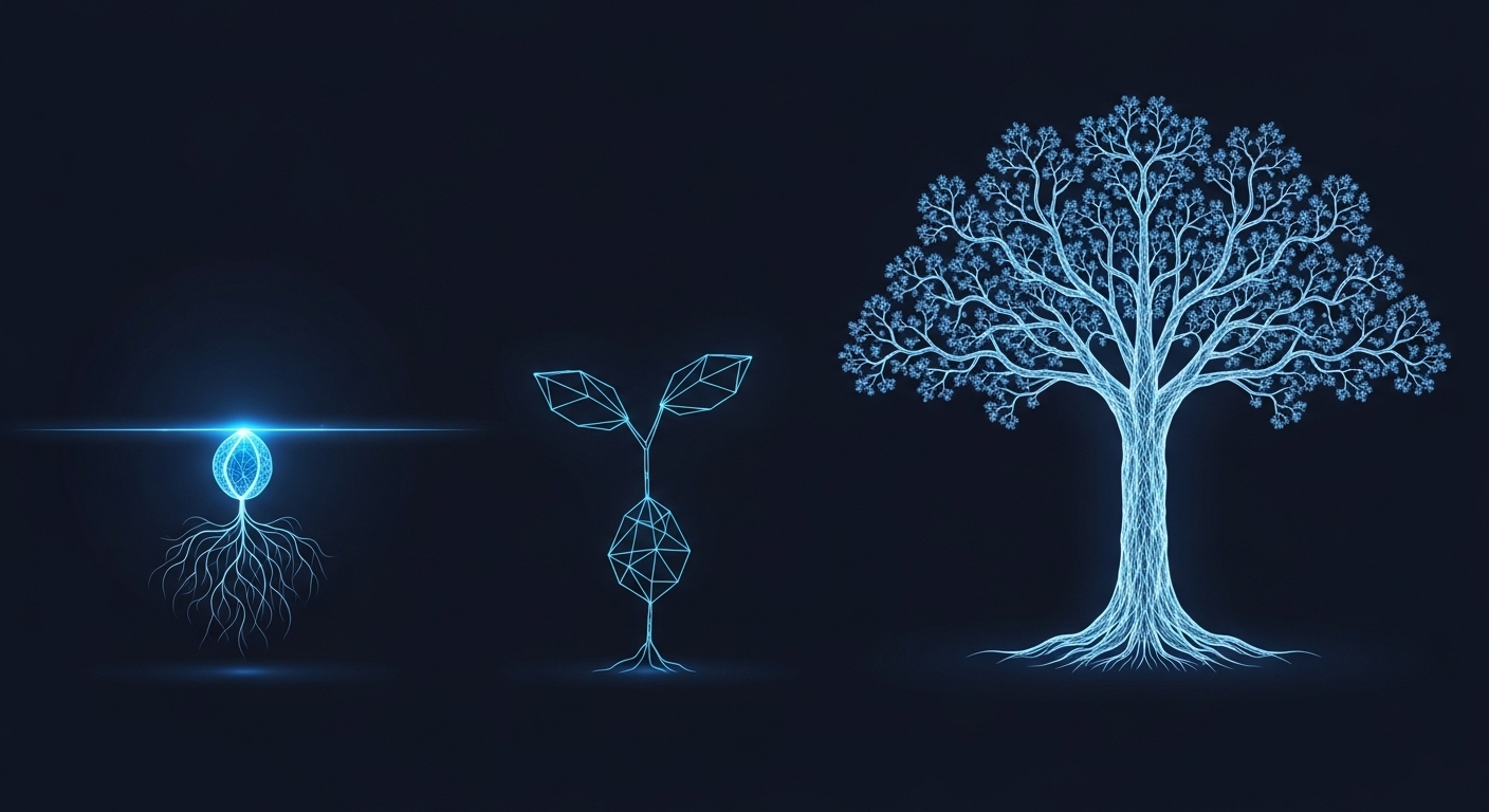 Illustration of interconnected AI workflow diagram